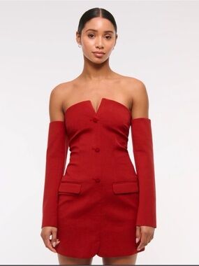Abercrombie & Fitch Red Off-Shoulder Mini Dress